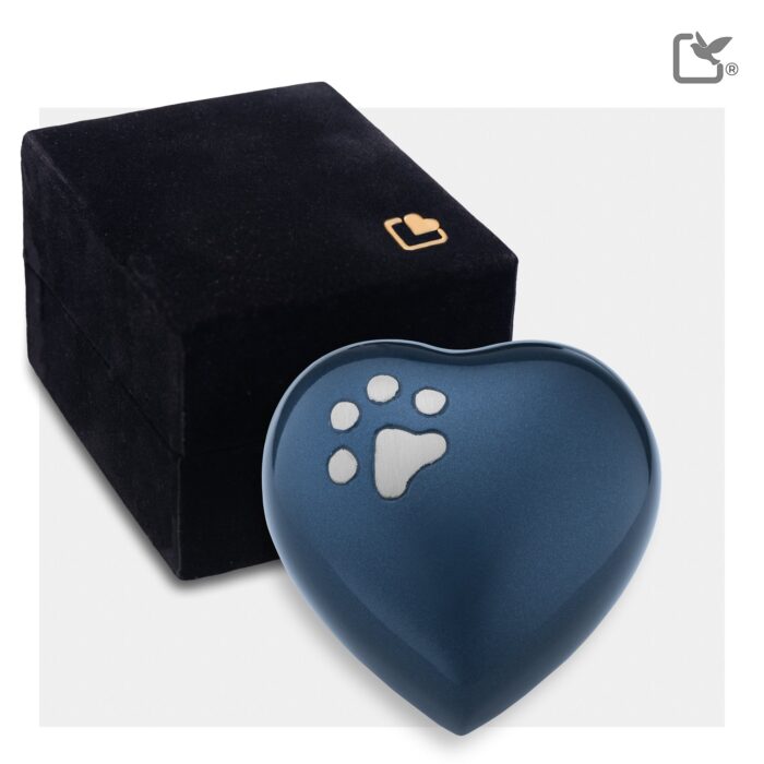 Metalen urn - Hart blauw - 0,07 Liter