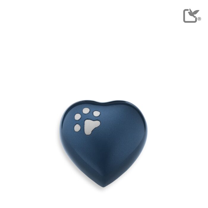 Metalen urn - Hart blauw - 0,07 Liter