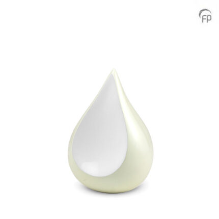 Metalen urn - mini Teardrop wit - 0,70 Liter