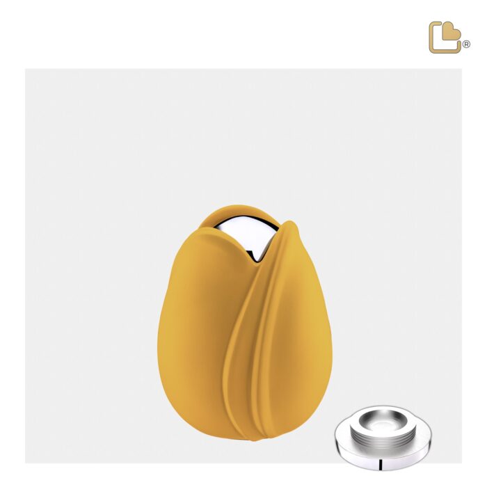 Metalen urn - Tulp geel - 0,11 Liter