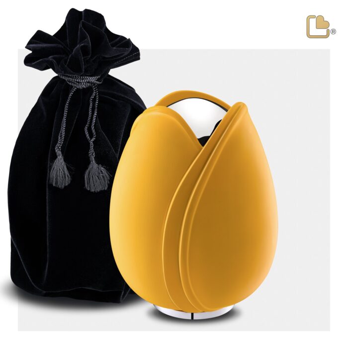 Metalen urn - Tulp geel - 0,66 Liter