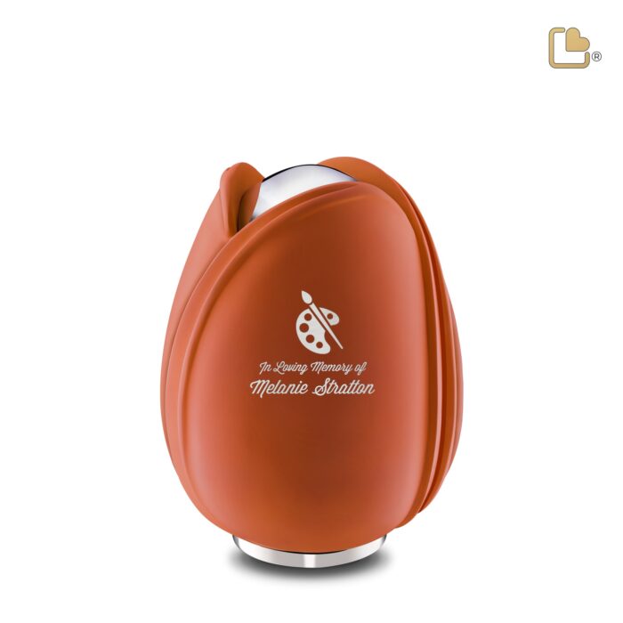 Metalen urn - Tulp oranje - 0,66 Liter
