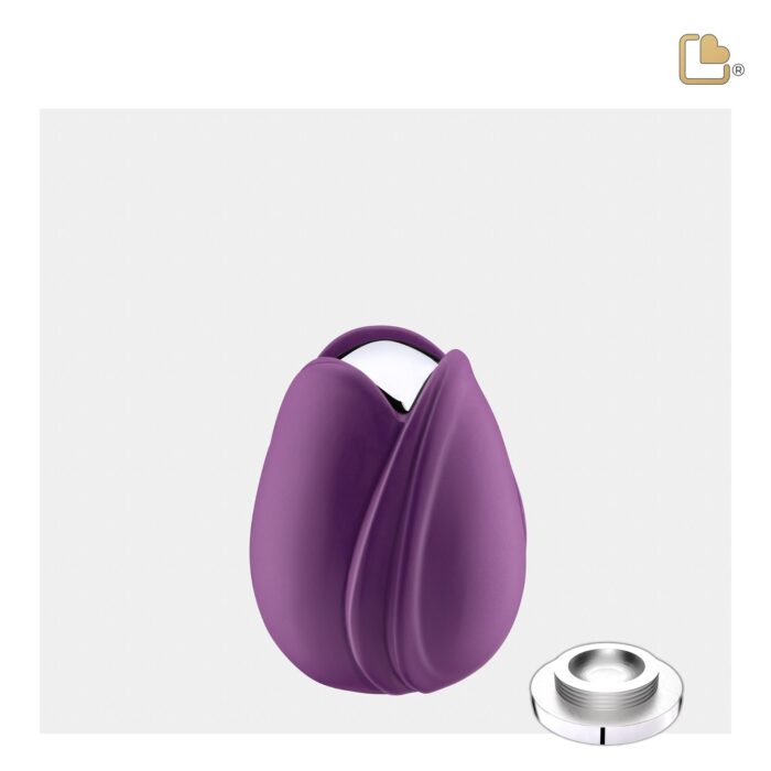 Metalen urn - Tulp paars - 0,11 Liter