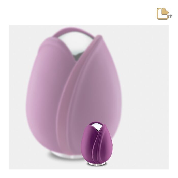 Metalen urn - Tulp paars - 0,11 Liter