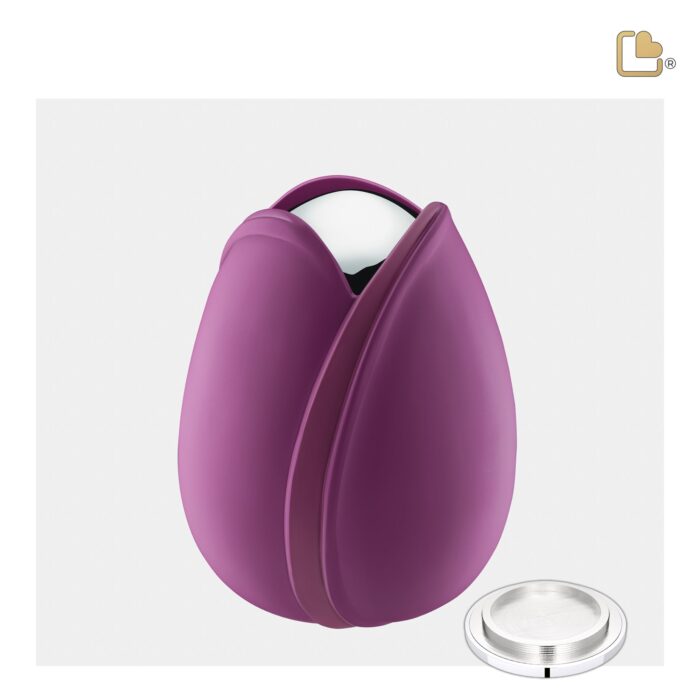 Metalen urn - Tulp paars - 0,66 Liter