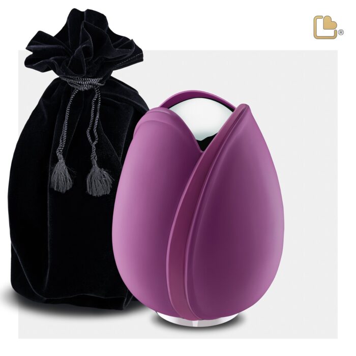 Metalen urn - Tulp paars - 0,66 Liter