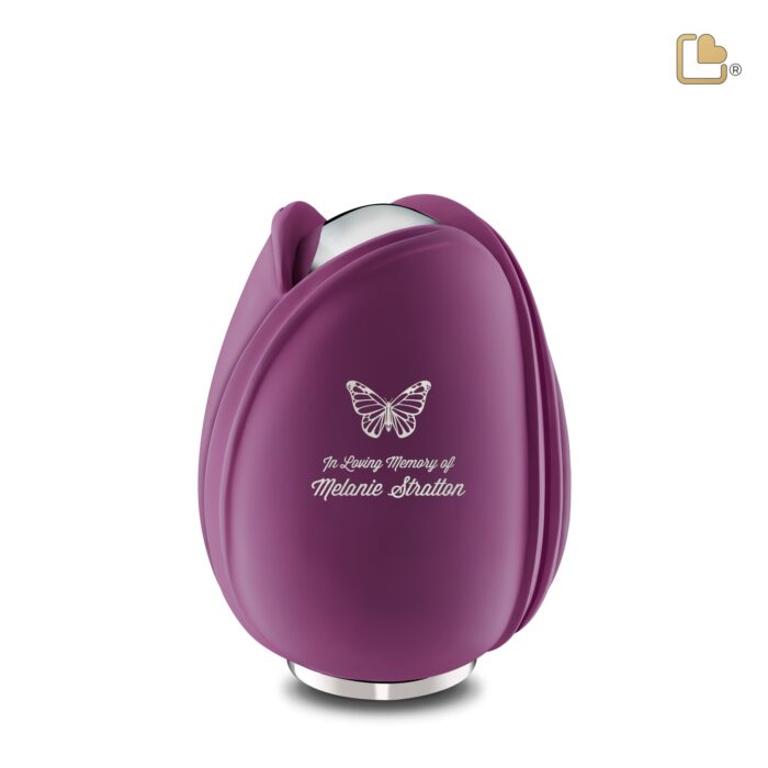 Metalen urn - Tulp paars - 0,66 Liter