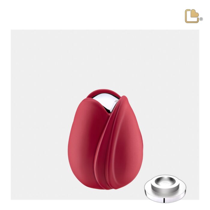 Metalen urn - Tulp rood - 0,11 Liter