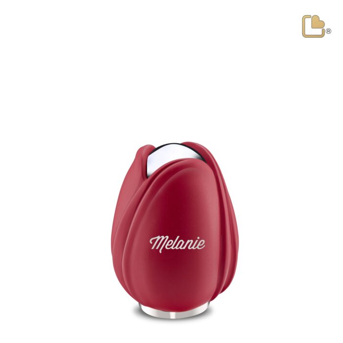 Metalen urn - Tulp rood - 0,11 Liter