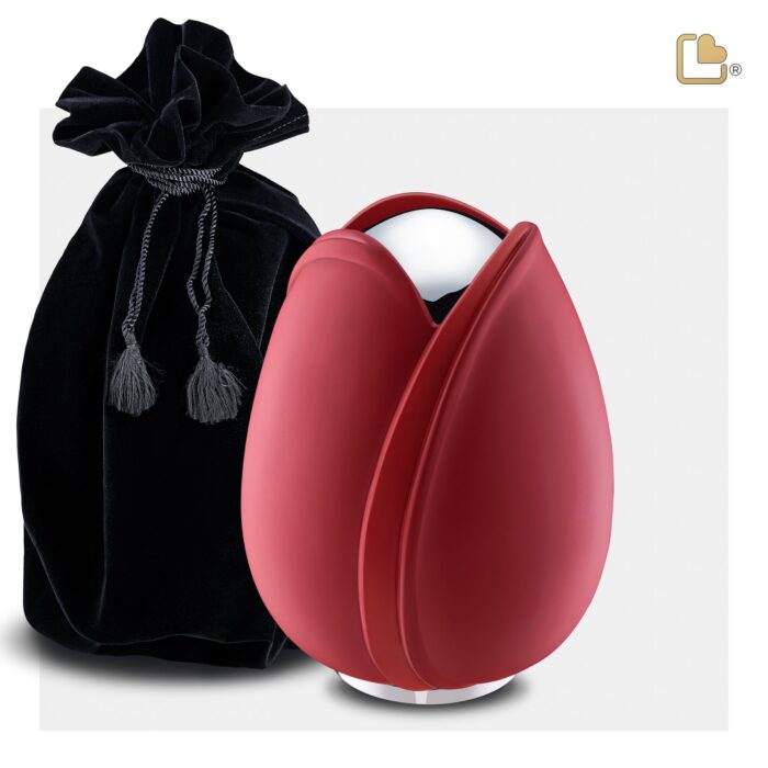 Metalen urn - Tulp rood - 0,66 Liter