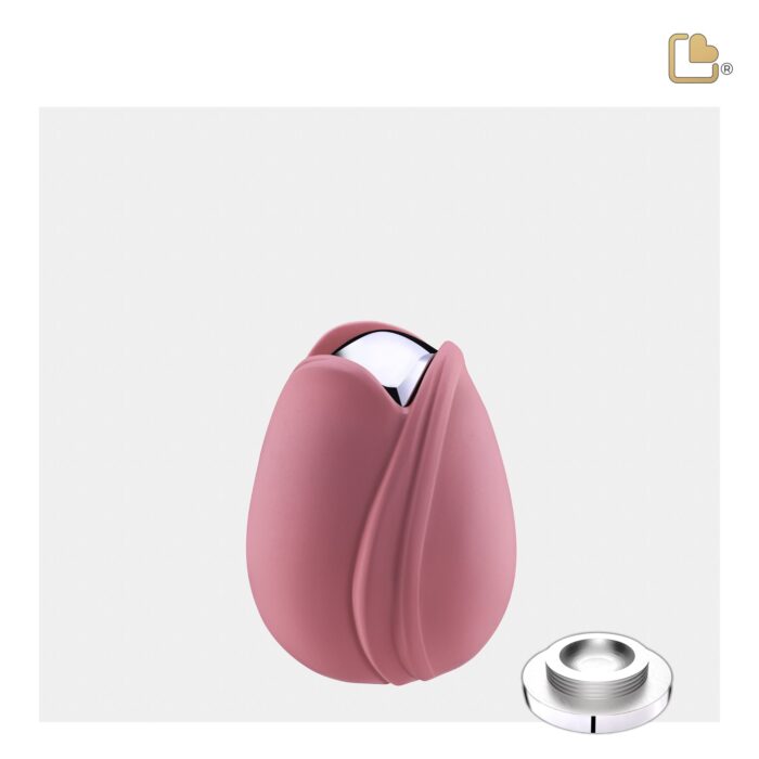 Metalen urn - Tulp roze - 0,11 Liter