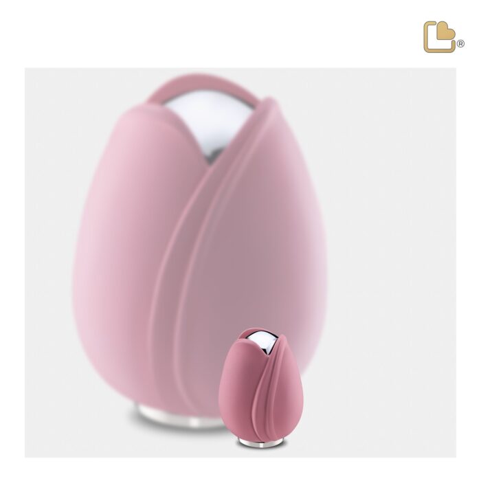 Metalen urn - Tulp roze - 0,11 Liter