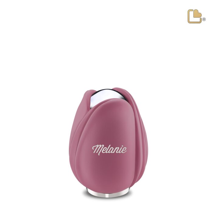 Metalen urn - Tulp roze - 0,11 Liter