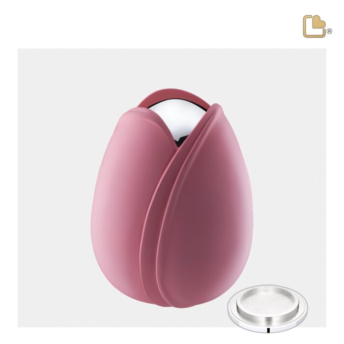 Metalen urn - Tulp roze - 0,66 Liter