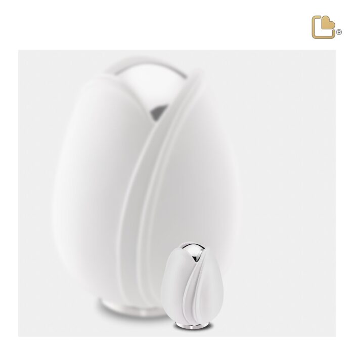 Metalen urn - Tulp wit - 0,11 Liter