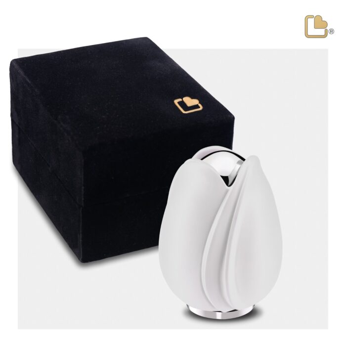 Metalen urn - Tulp wit - 0,11 Liter
