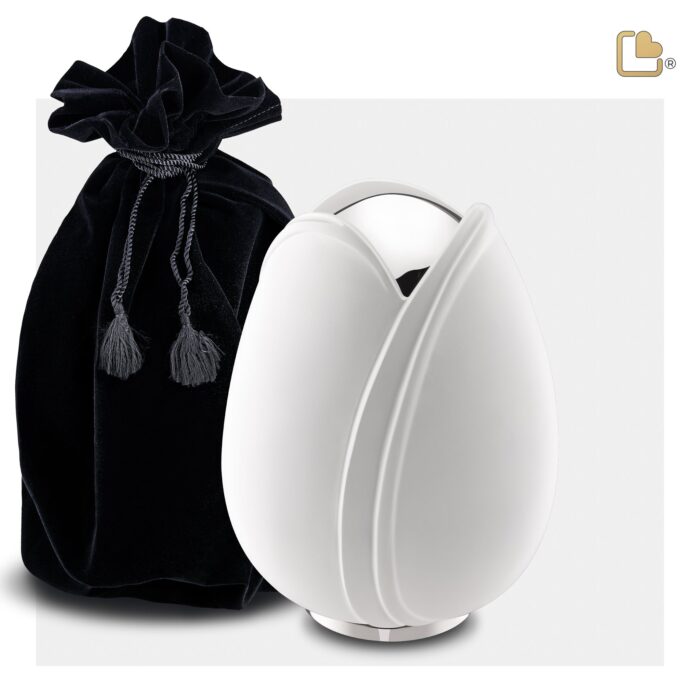 Metalen urn - Tulp wit - 0,66 Liter
