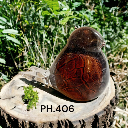 Metalen urn - vogeltje Bordeaux krakelee rood