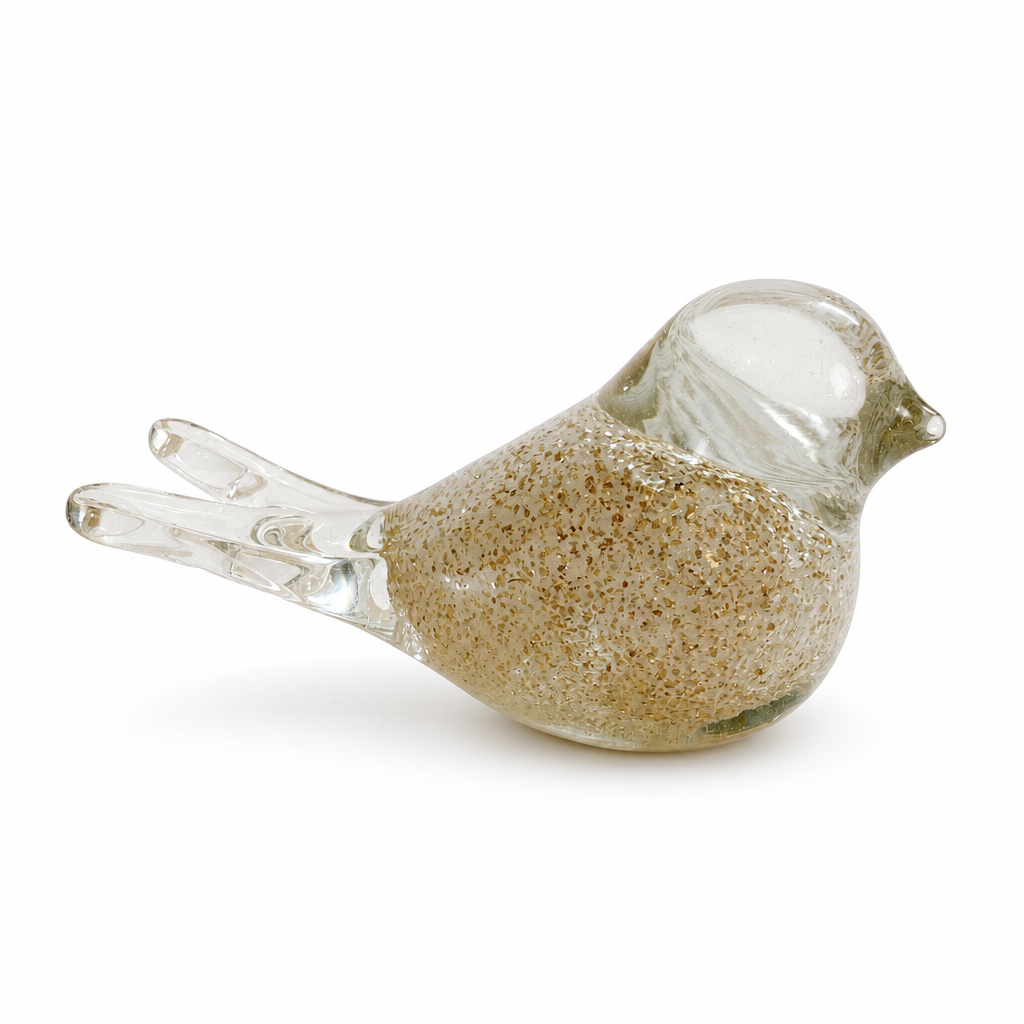 Metalen urn - vogeltje Wit gestippeld - productfoto