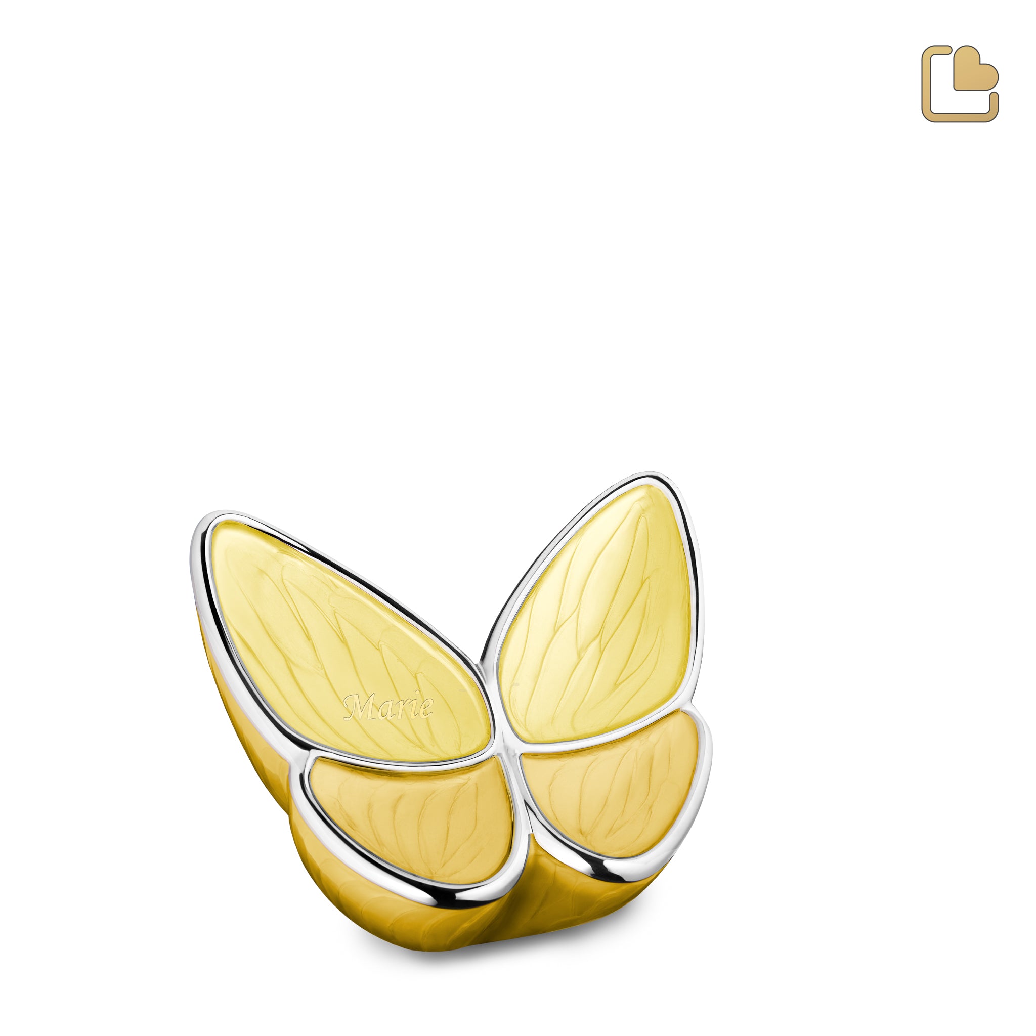 Metalen urn - Wings of Hope geel - 0,07 Liter Metalen urn - Wings of Hope geel - 0,07 Liter