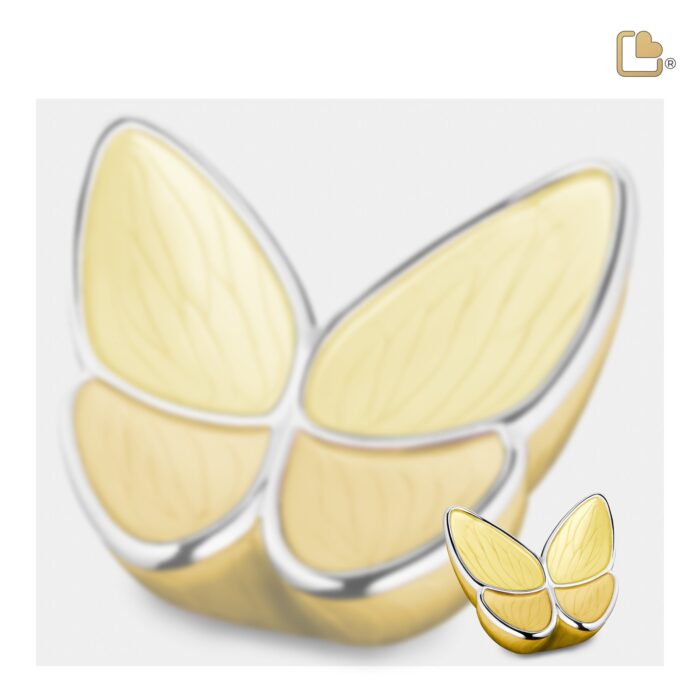 Metalen urn - Wings of Hope geel - 0,07 Liter