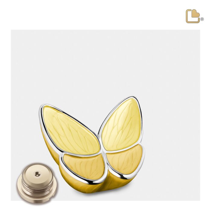 Metalen urn - Wings of Hope geel - 0,07 Liter
