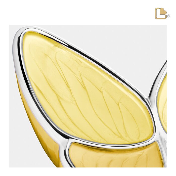 Metalen urn - Wings of Hope geel - 0,41 Liter