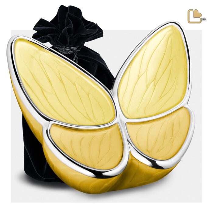 Metalen urn - Wings of Hope geel - 3,61 Liter