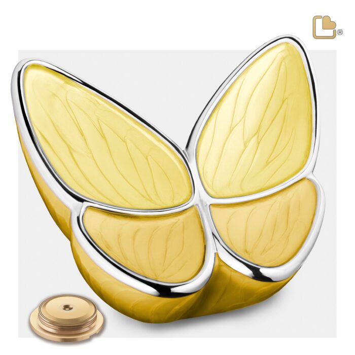 Metalen urn - Wings of Hope geel - 3,61 Liter