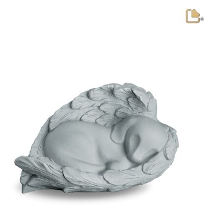 Porseleinen dierenurn - Angelic Hond zilver - 1,46 Liter