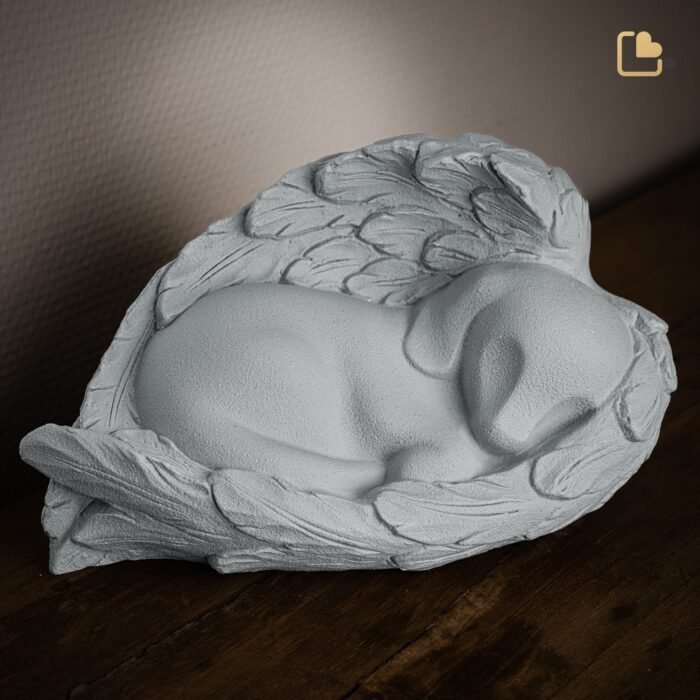 Porseleinen dierenurn - Angelic Hond zilver - 1,46 Liter