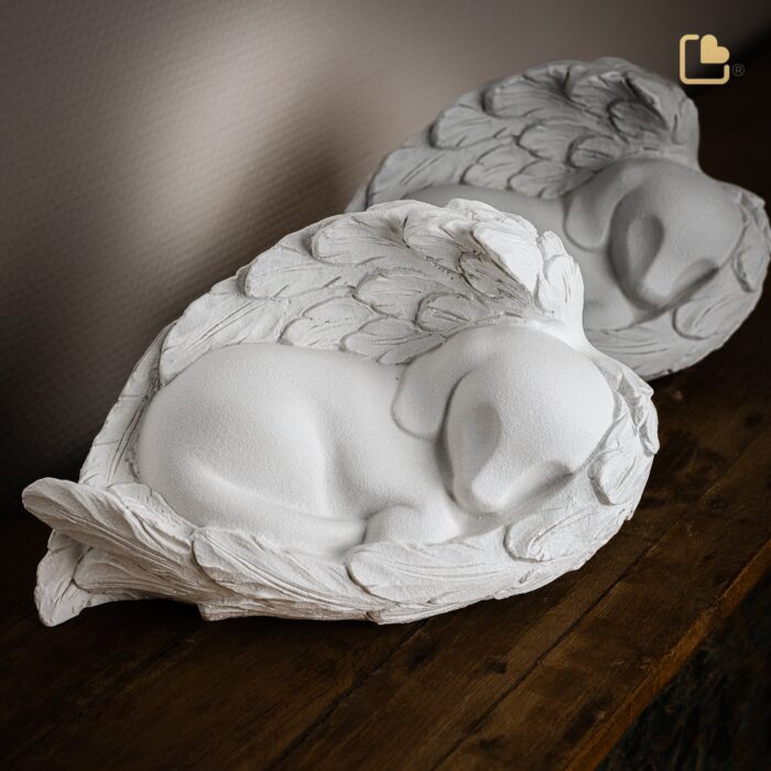 Porseleinen dierenurn - Angelic Hond zilver - 1,46 Liter