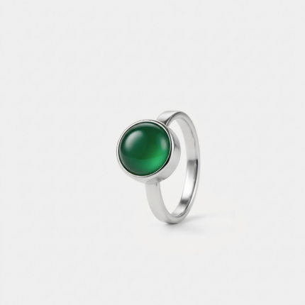 Ring - Groene Agaat - zilver