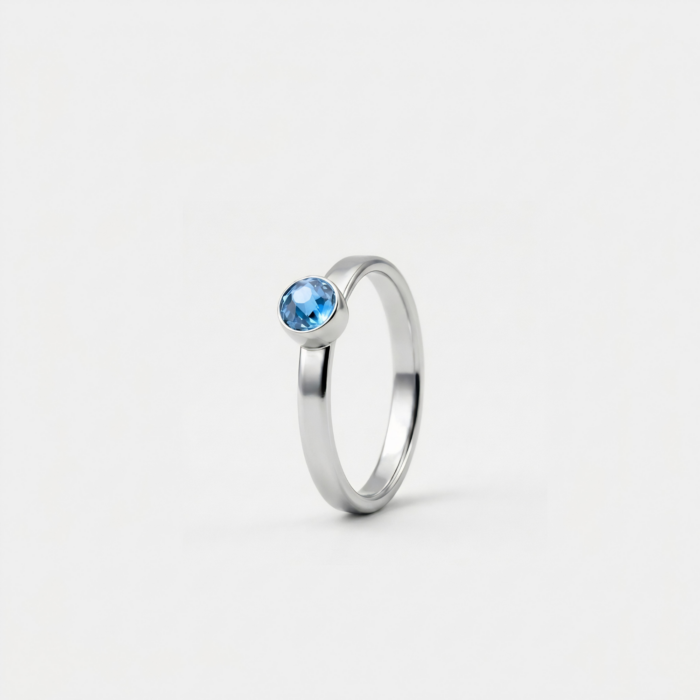 Ring - Maart Aquamarijn - zilver