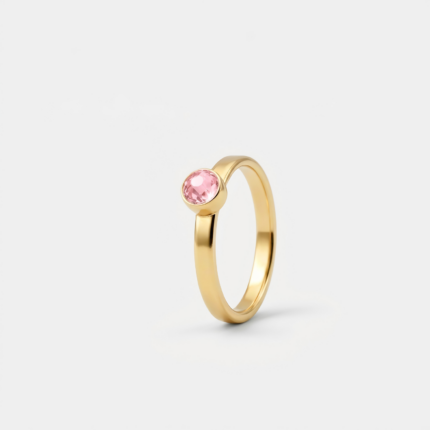 Ring - Oktober Roze Toermalijn - goud