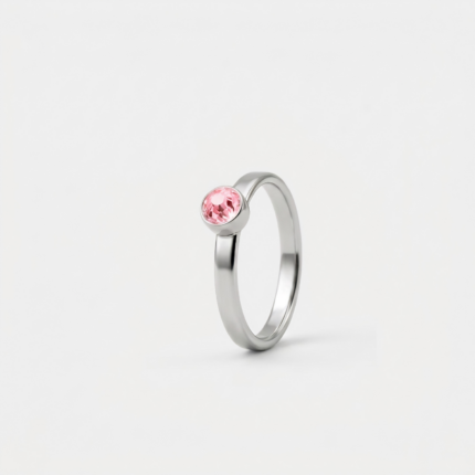 Ring - Oktober Roze Toermalijn - zilver