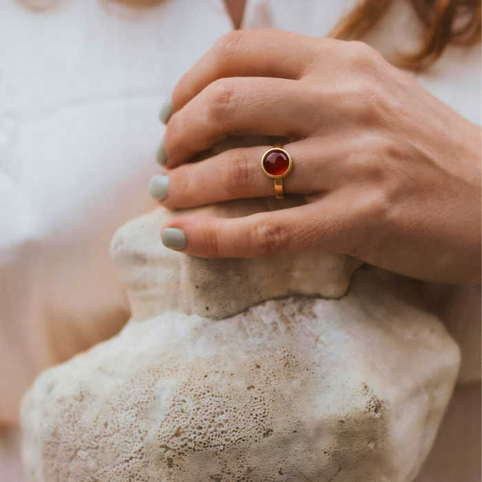 Ring - Rode Agaat - goud