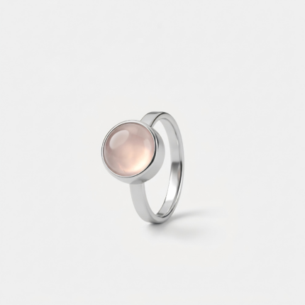 Ring - Rozenkwarts - zilver