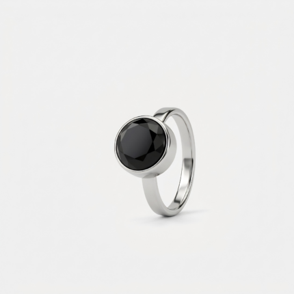 Ring - Zwarte Onyx Facet - zilver