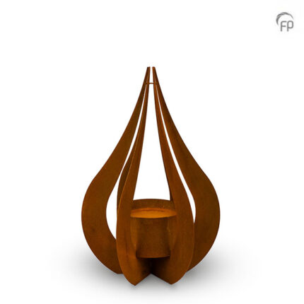 RVS urn - Cortenstaal tuin ornament Teardrop medium bruin - 4,80 Liter