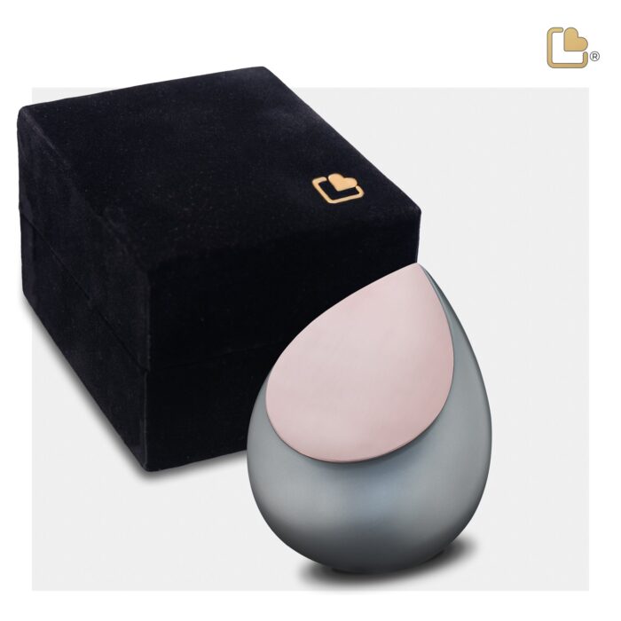 RVS urn - Druppel French RoseGold grijs - 0,11 Liter
