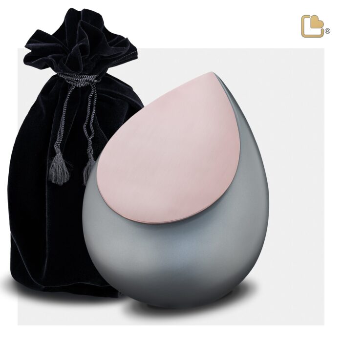 RVS urn - Druppel French RoseGold grijs - 0,85 Liter