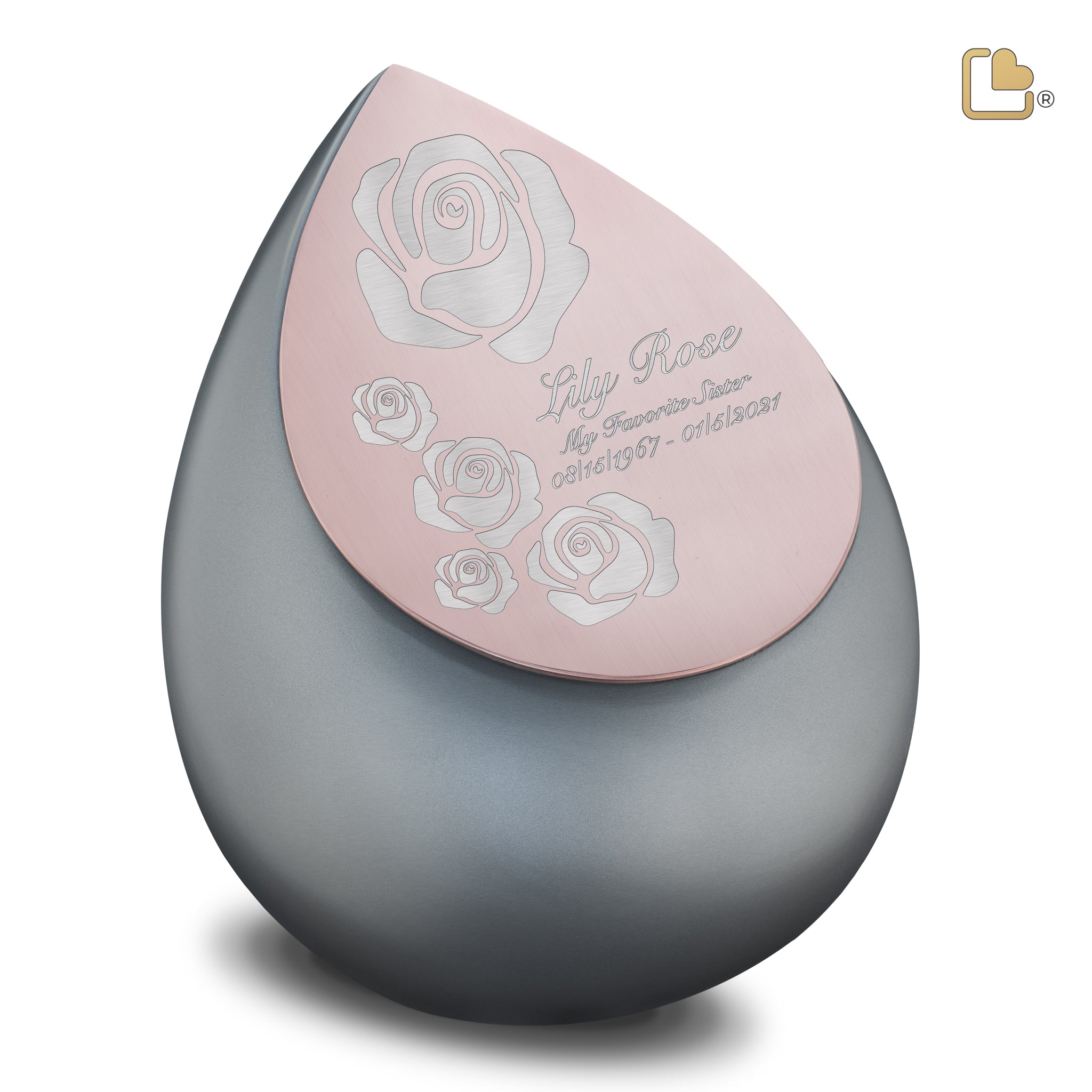 RVS urn - Druppel French RoseGold grijs - 4,80 Liter RVS urn - Druppel French RoseGold grijs - 4,80 Liter