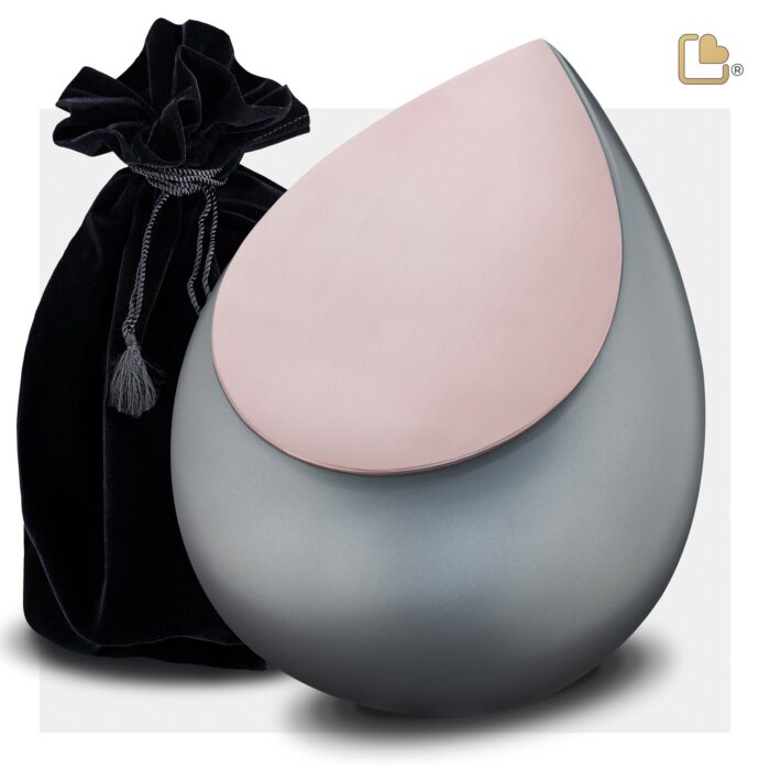 RVS urn - Druppel French RoseGold grijs - 4,80 Liter