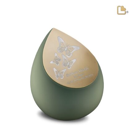 RVS urn - Druppel Sage groen - 0,85 Liter
