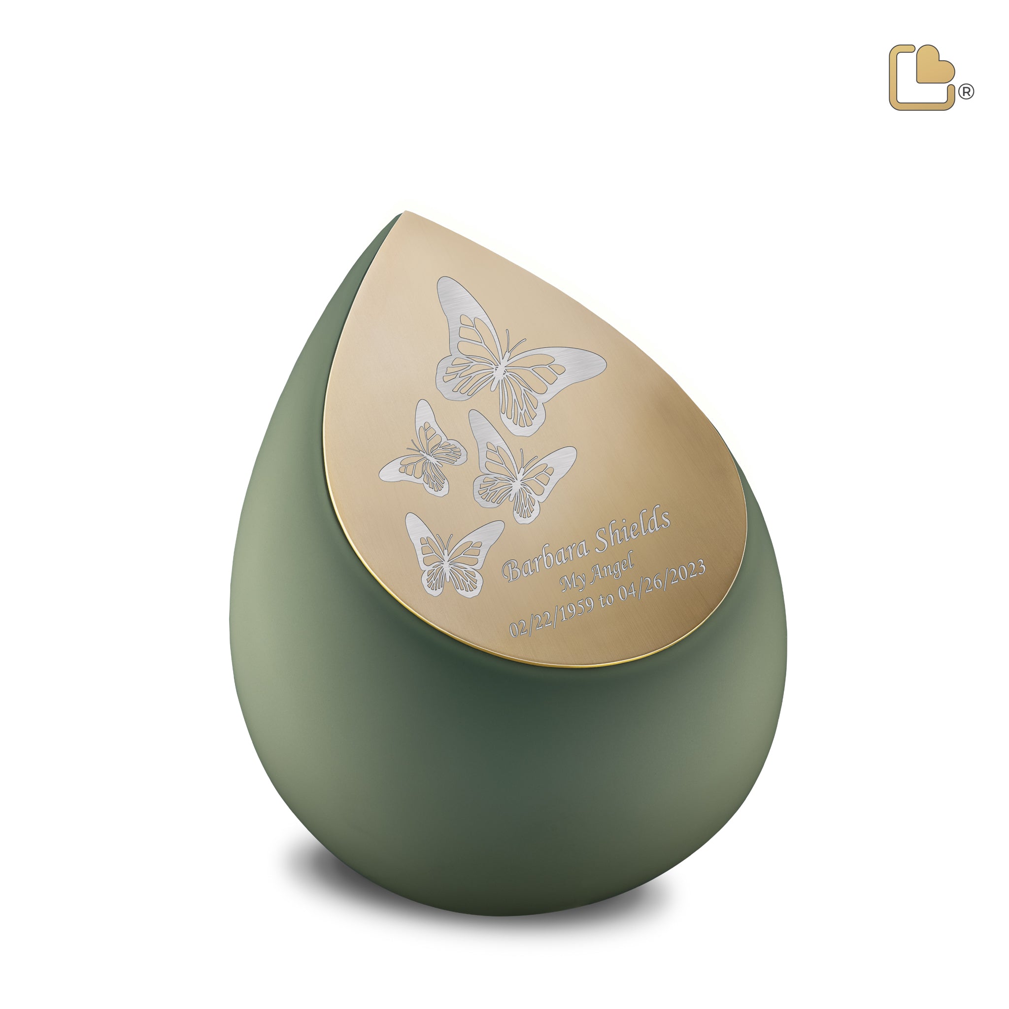 RVS urn - Druppel Sage groen - 0,85 Liter RVS urn - Druppel Sage groen - 0,85 Liter