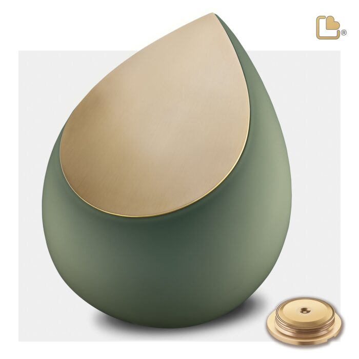 RVS urn - Druppel Sage groen - 4,80 Liter