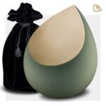 RVS urn - Druppel Sage groen - 4,80 Liter