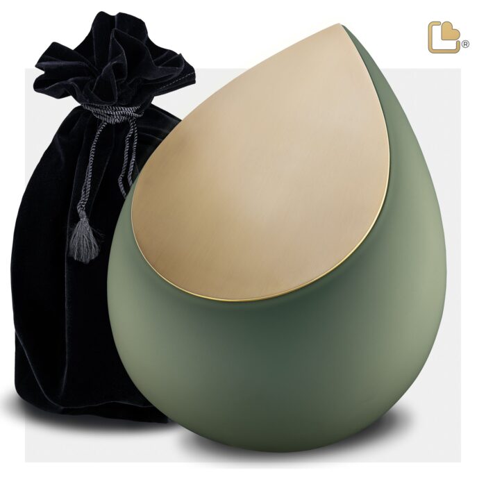 RVS urn - Druppel Sage groen - 4,80 Liter