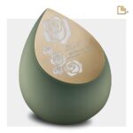 RVS urn - Druppel Sage groen - 4,80 Liter